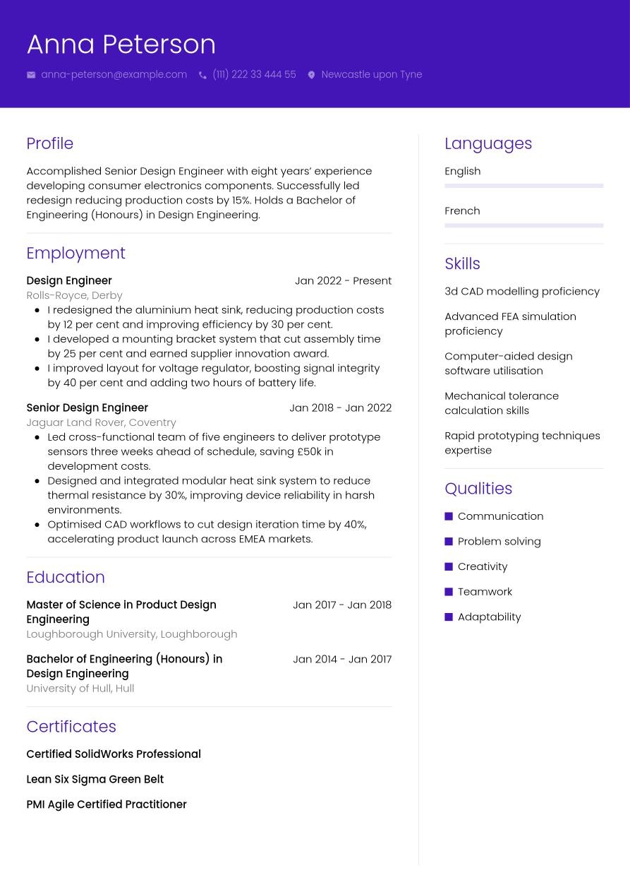 Design Engineer CV Writing Guide & Tips | Jobseeker