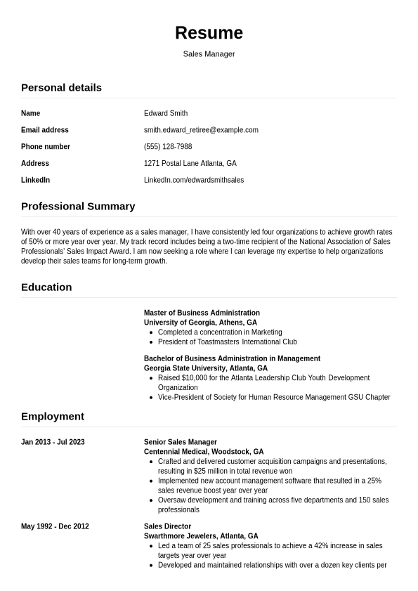Retired Persons Resume Example Jobseeker retired-persons-resume-example-jobseeker