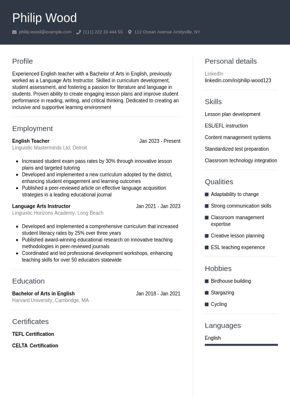 English Teacher Resume Writing Guide & Tips | Jobseeker