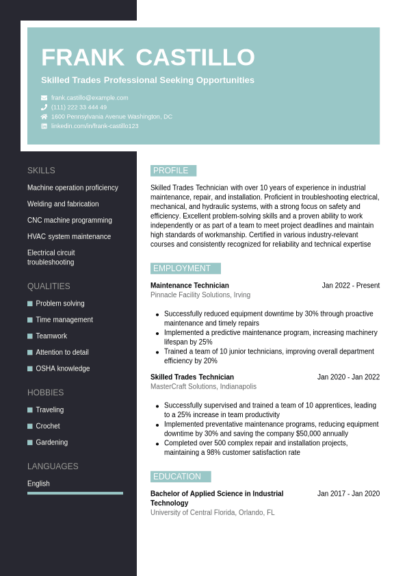 Blue Collar Resume Example Jobseeker - Blue Collar Resume Example Elegant.1740736513331