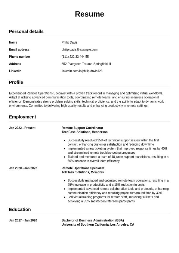 Work From Home Resume Example - Work From Home Resume Example Simple.1740737121876 