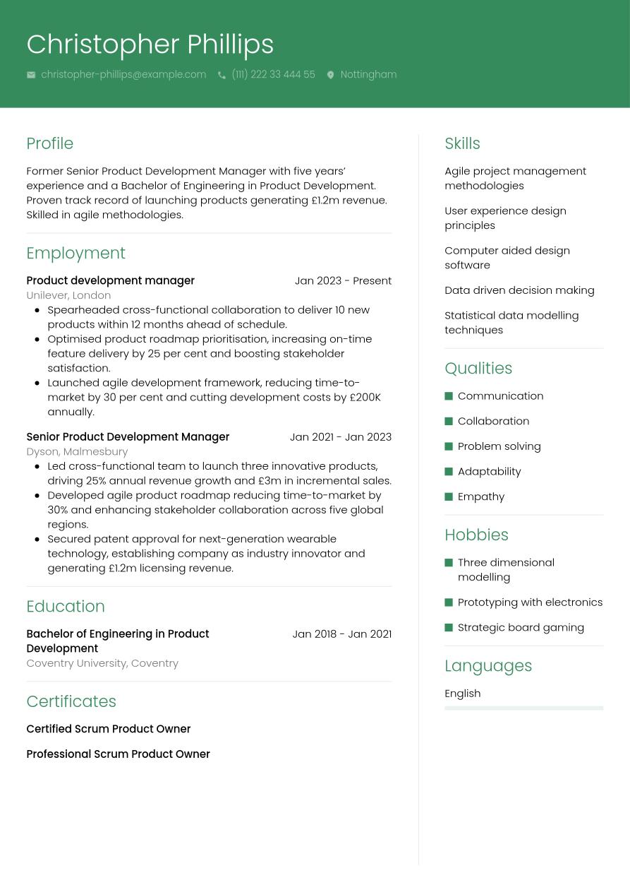 Product Development CV Writing Guide & Tips | Jobseeker