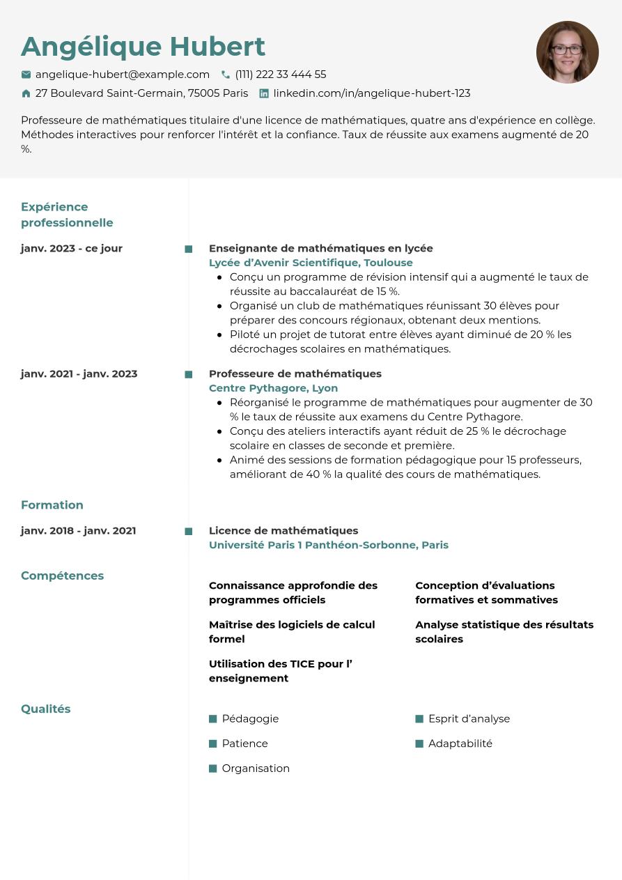 Marc Besson Cv Math CV de professeur de mathématiques : conseils | Jobseeker