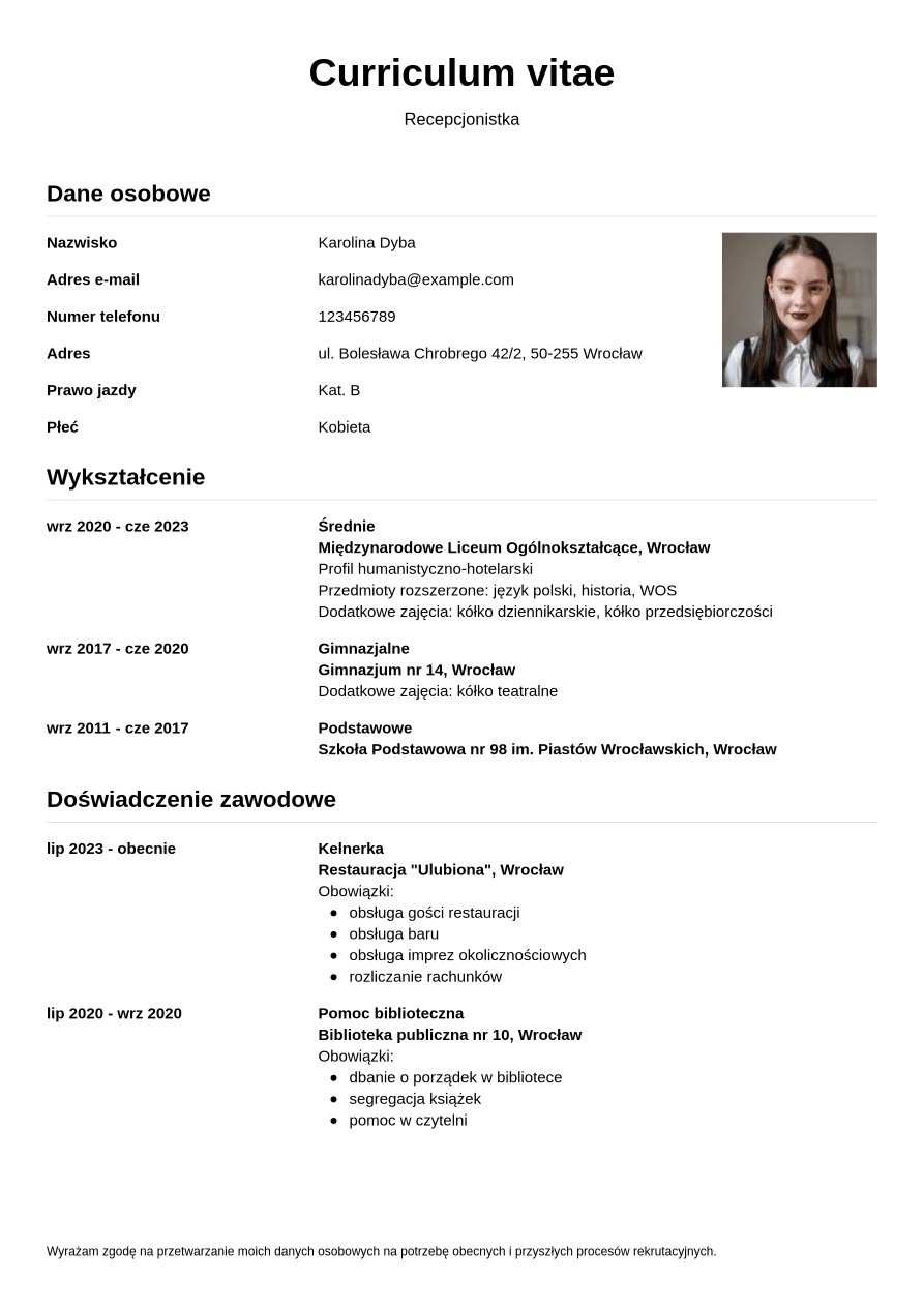 Przyk ad CV Ucznia Liceum Jobseeker przyk-ad-cv-ucznia-liceum-jobseeker