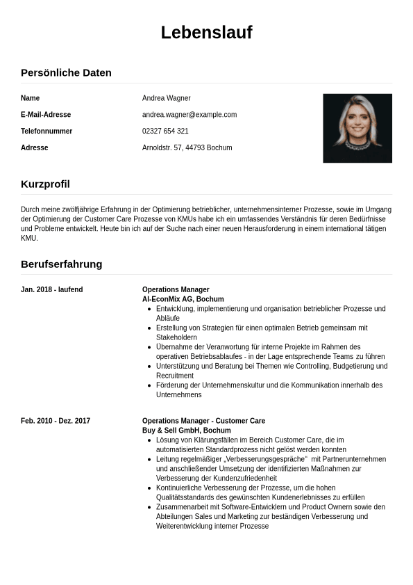 Lebenslauf Beispiel Führungskraft | Jobseeker