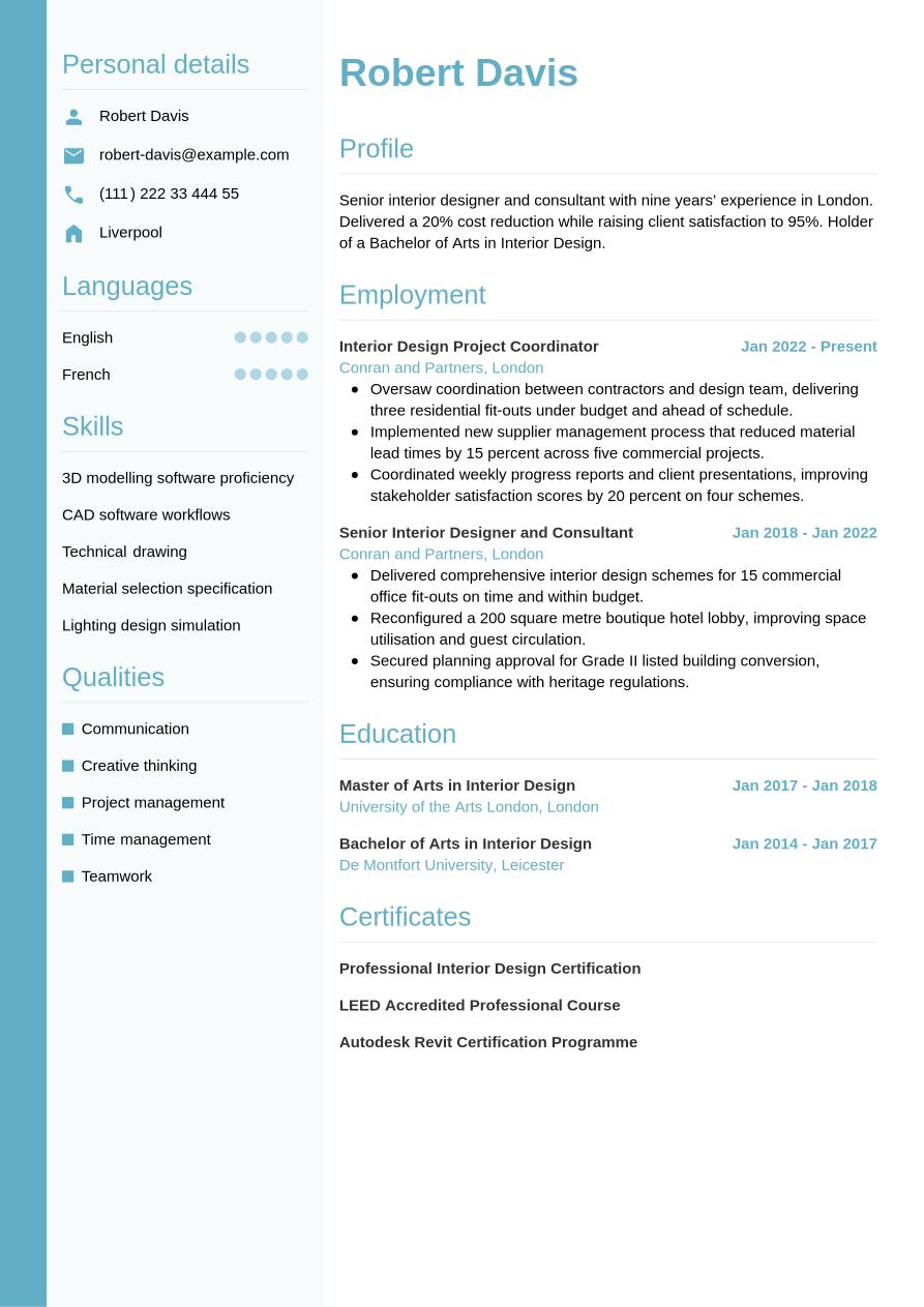 Interior Designer CV Writing Guide & Tips | Jobseeker