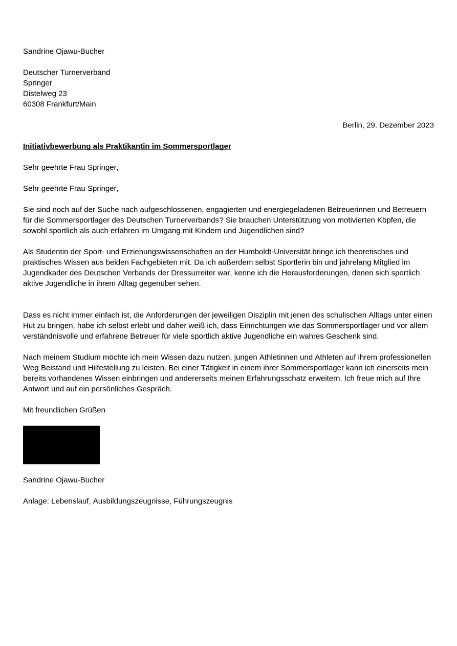 Bewerbungsschreiben Praktikum Schüler Bewerbungsschreiben-Beispiel für das Praktikum | Jobseeker