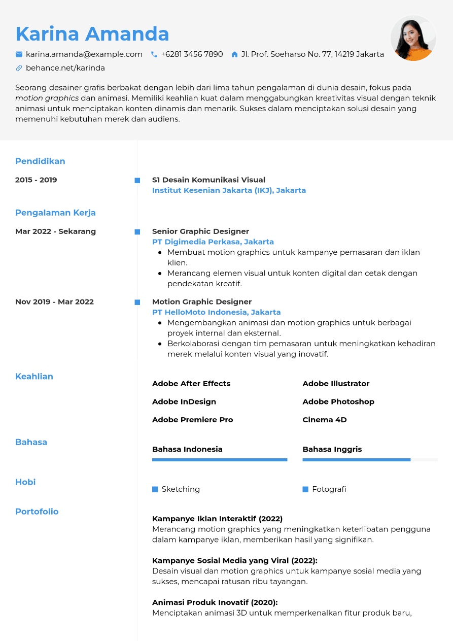 Contoh CV Desain Grafis | Jobseeker