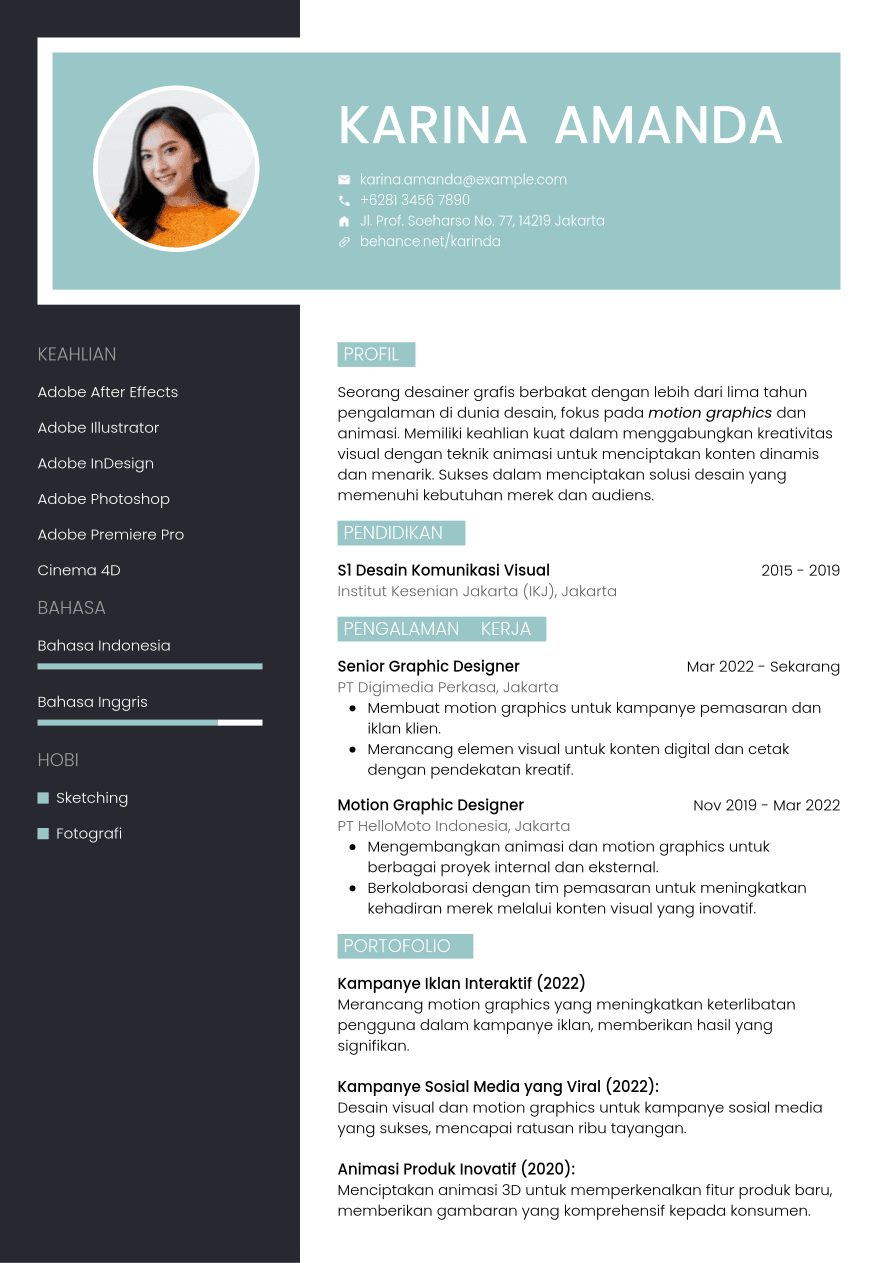 Contoh CV Desain Grafis | Jobseeker