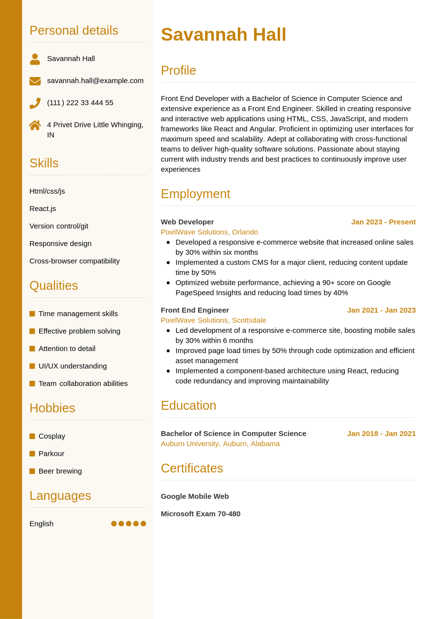 React Developer Resume Writing Guide & Tips | Jobseeker