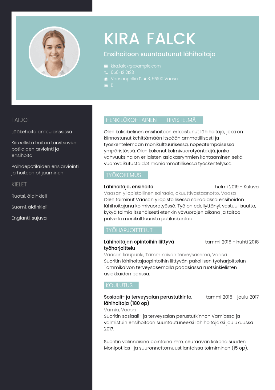 Esimerkki CV L hihoitaja Jobseeker Esimerkki CV L hihoitaja Jobseeker