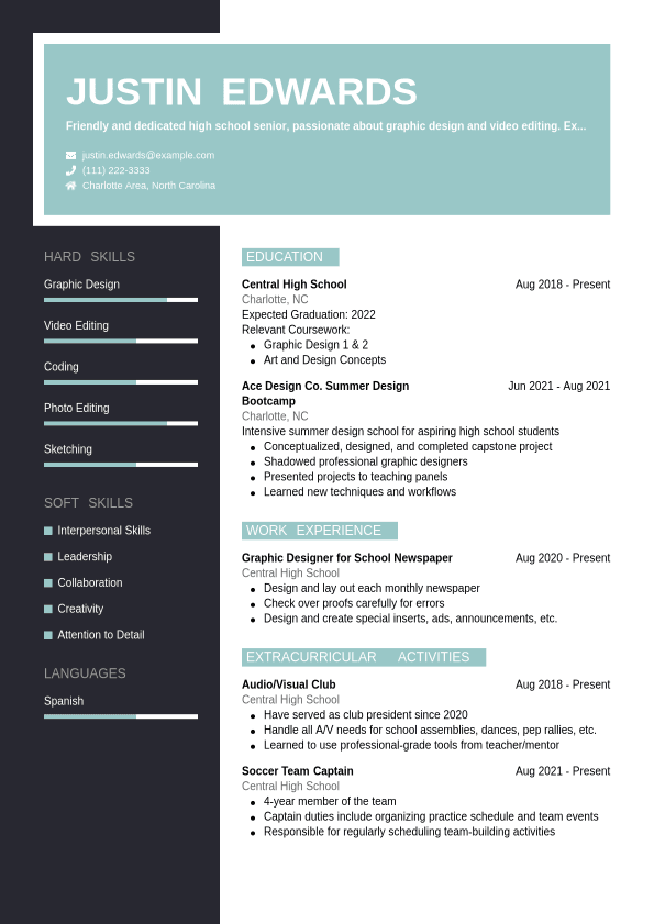 High School Student Resume Example | Jobseeker