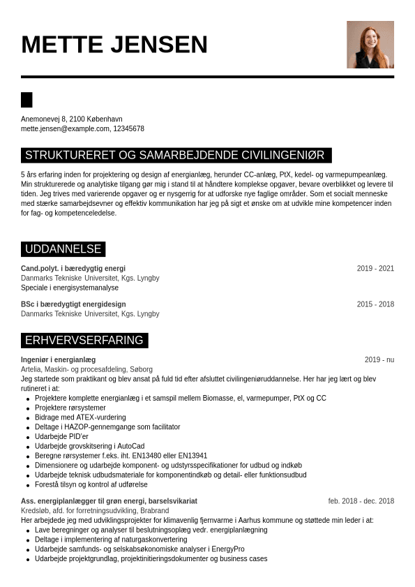 CV-eksempel Ingeniør | Jobseeker