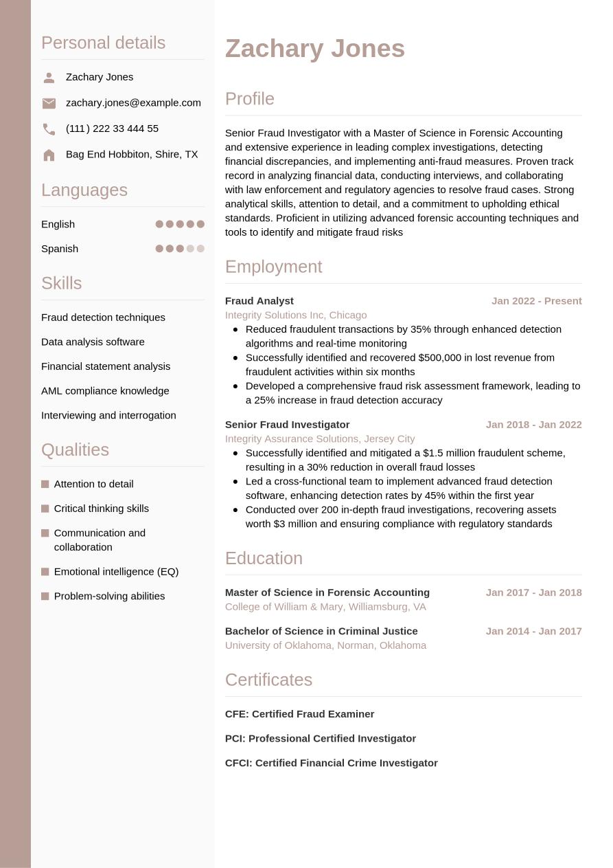 Fraud Investigator Resume Example & Writing Guide | Jobseeker