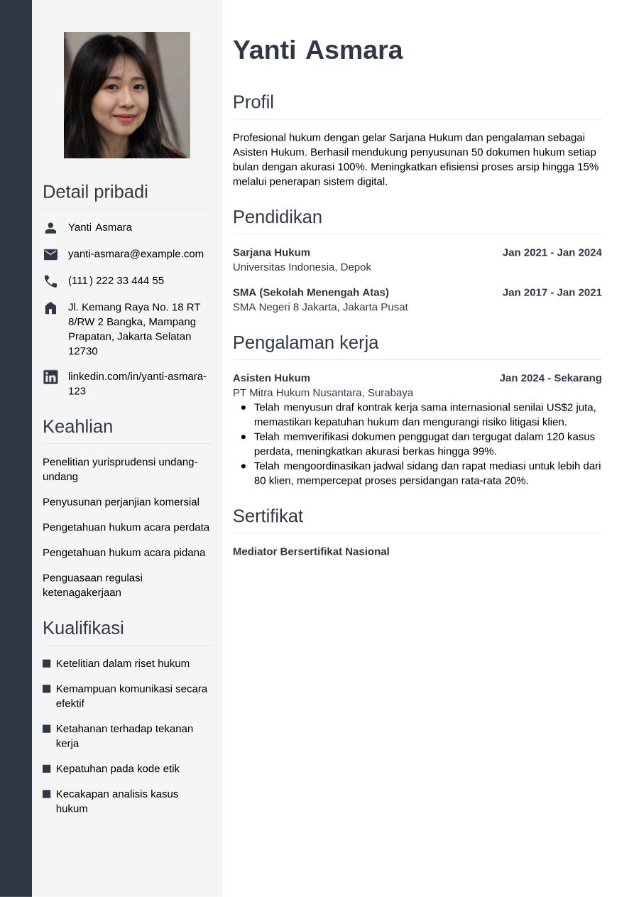 Contoh CV hukum: panduan lengkap & tips | Jobseeker