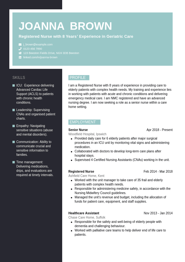 CV Example Nurse | Jobseeker
