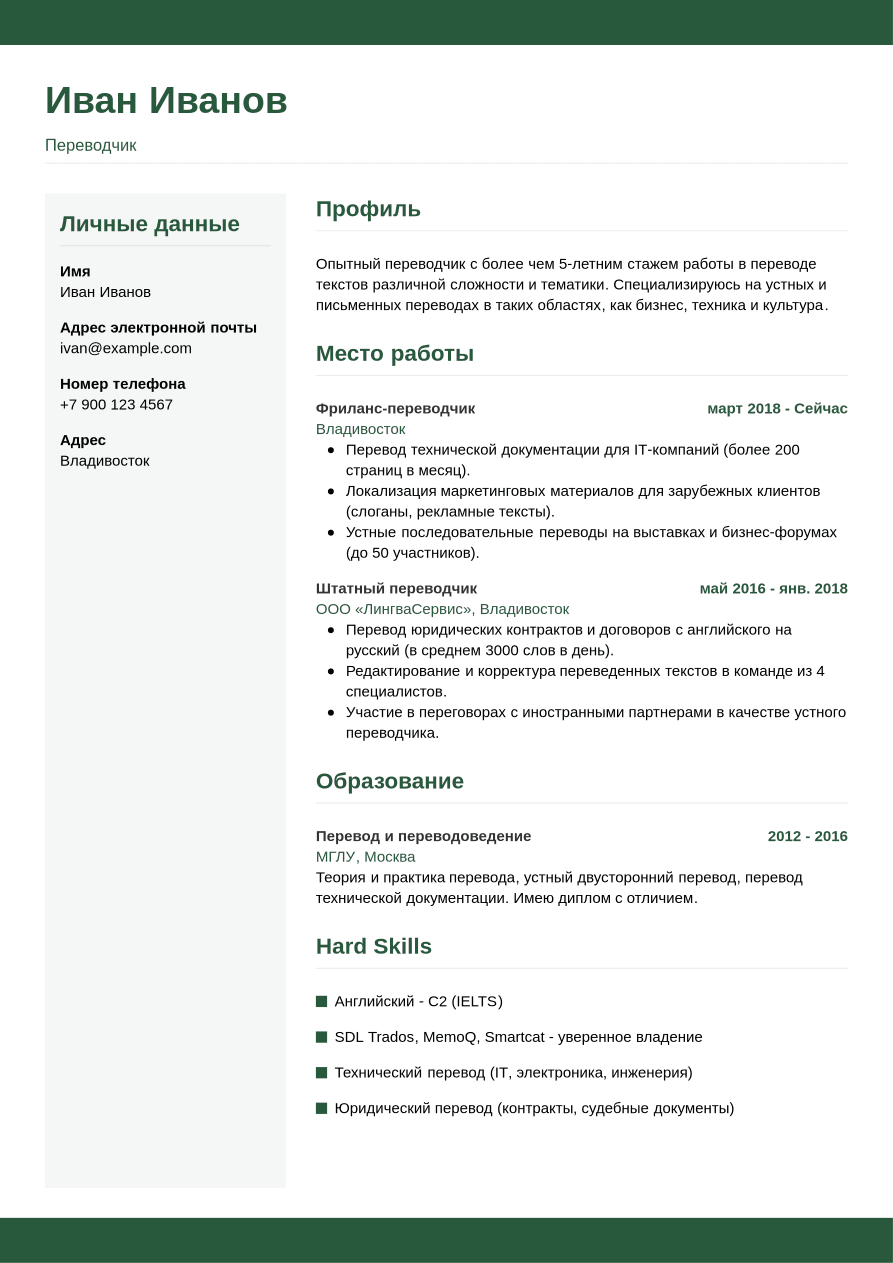 Шаблоны и макеты для резюме | Jobseeker