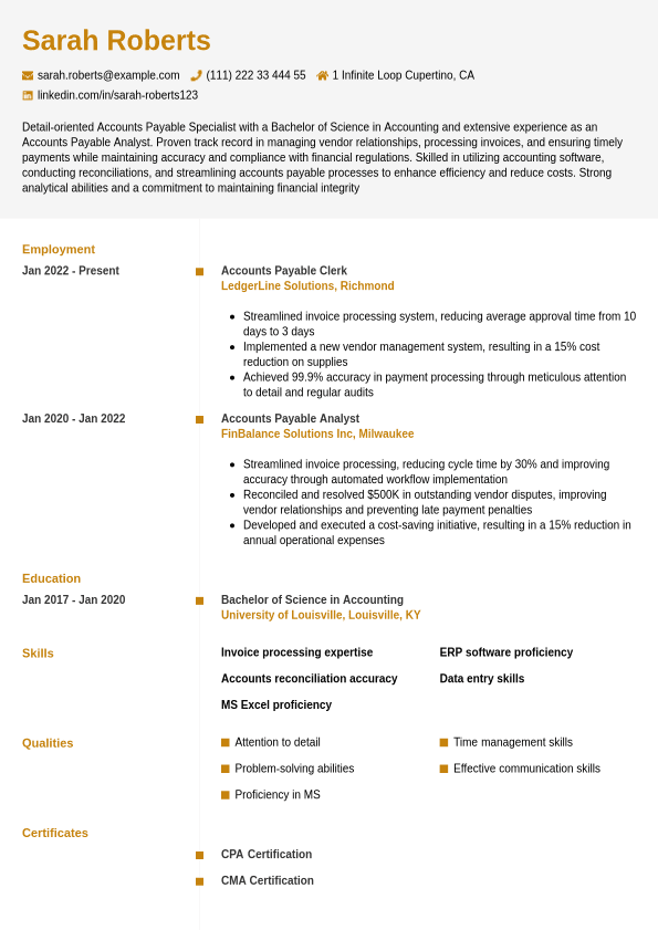 Writer Resume Example Jobseeker - Accounts Payable Resume Example 