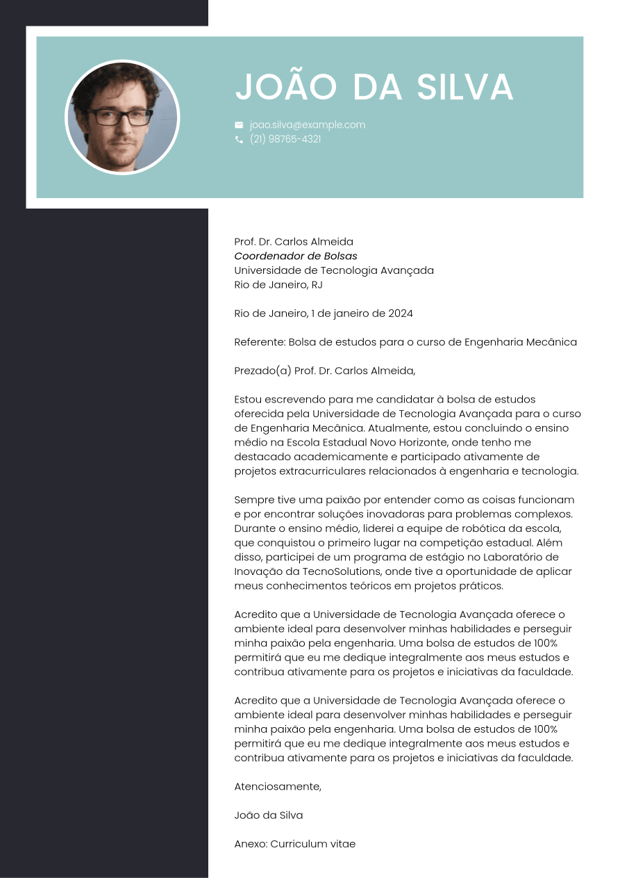 Carta de apresentação para faculdade | Jobseeker