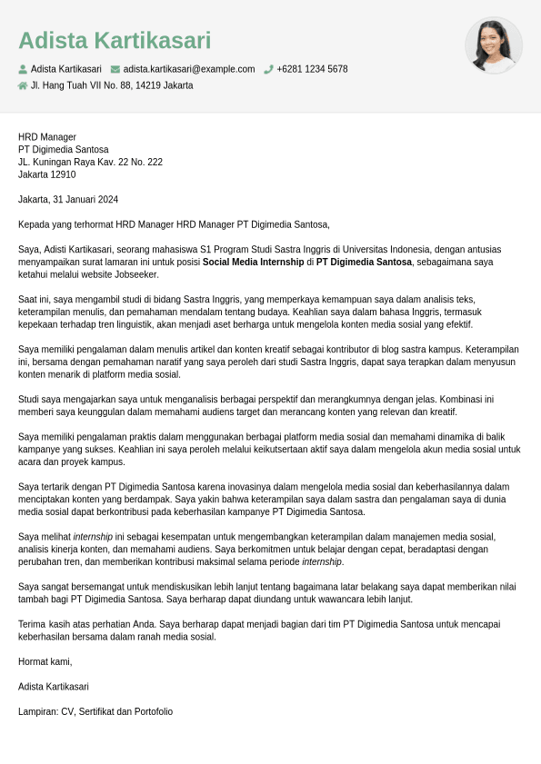 Contoh Surat Lamaran Kerja Perawat | Jobseeker