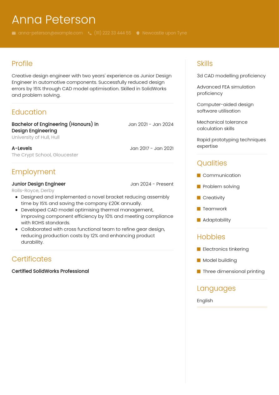 Design Engineer CV Writing Guide & Tips | Jobseeker