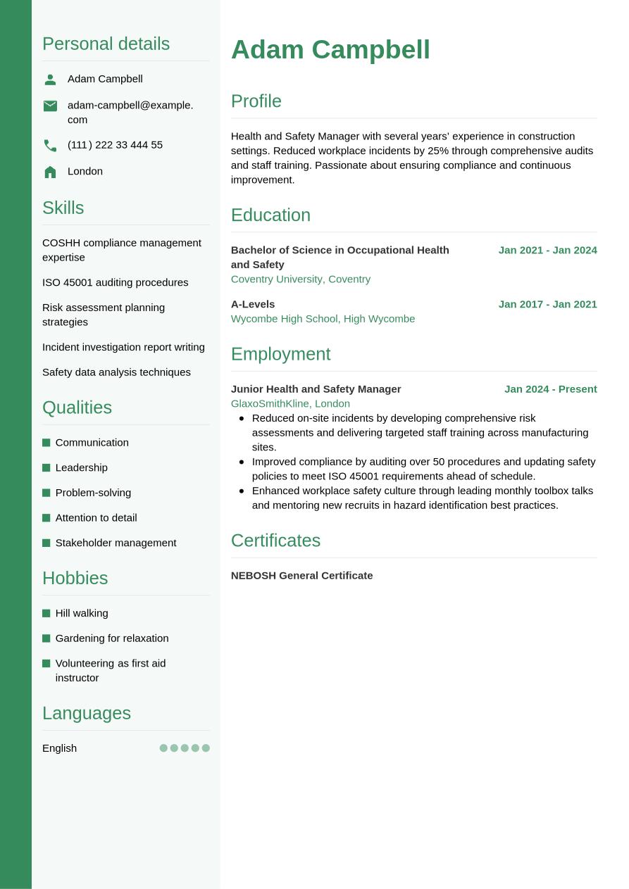 Health and Safety Manager CV Writing Guide & Tips | Jobseeker