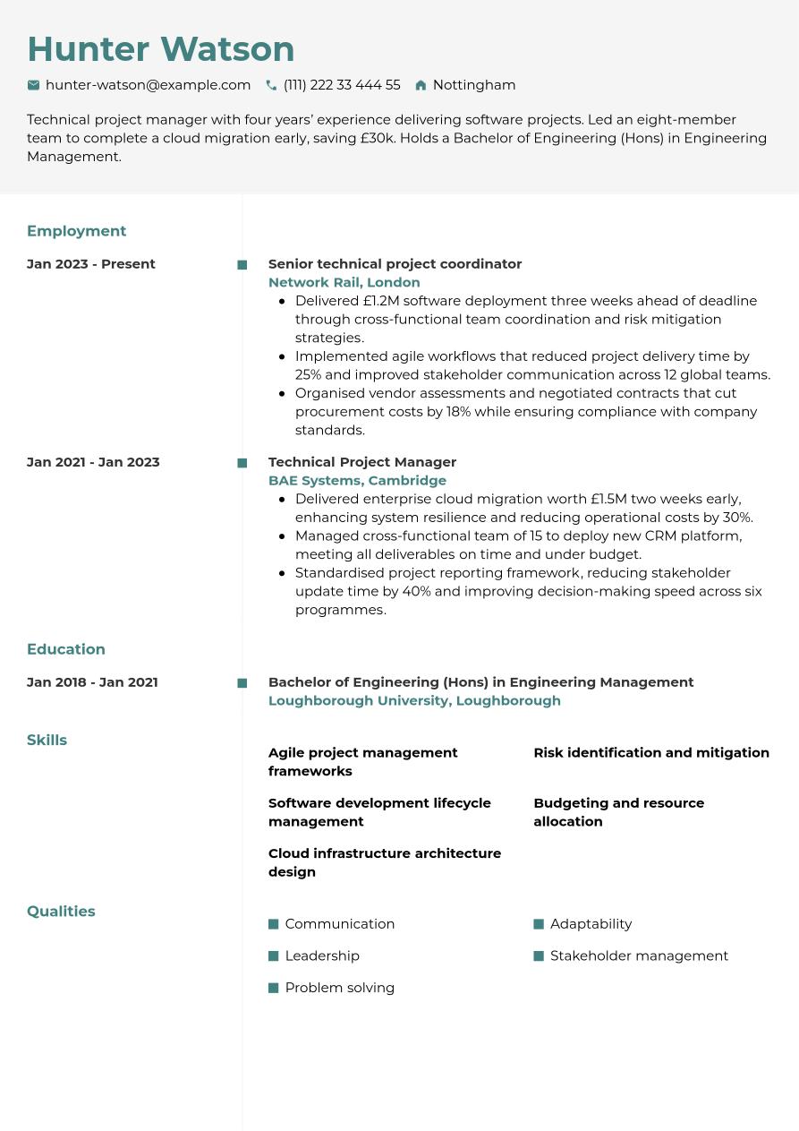 Technical Project Manager CV Writing Guide & Tips | Jobseeker