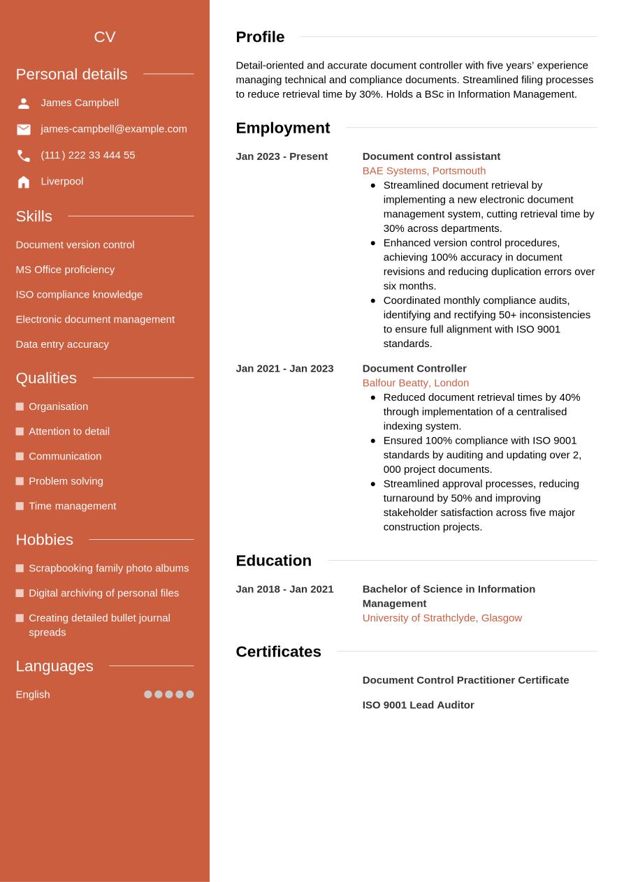 Document Controller CV Writing Guide & Tips | Jobseeker