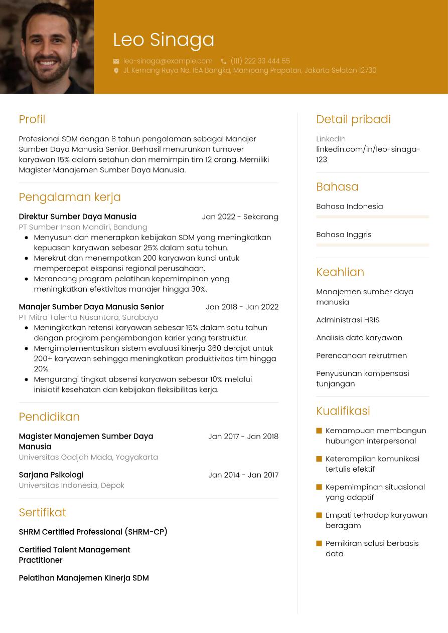 Contoh CV profesional SDM: panduan lengkap | Jobseeker