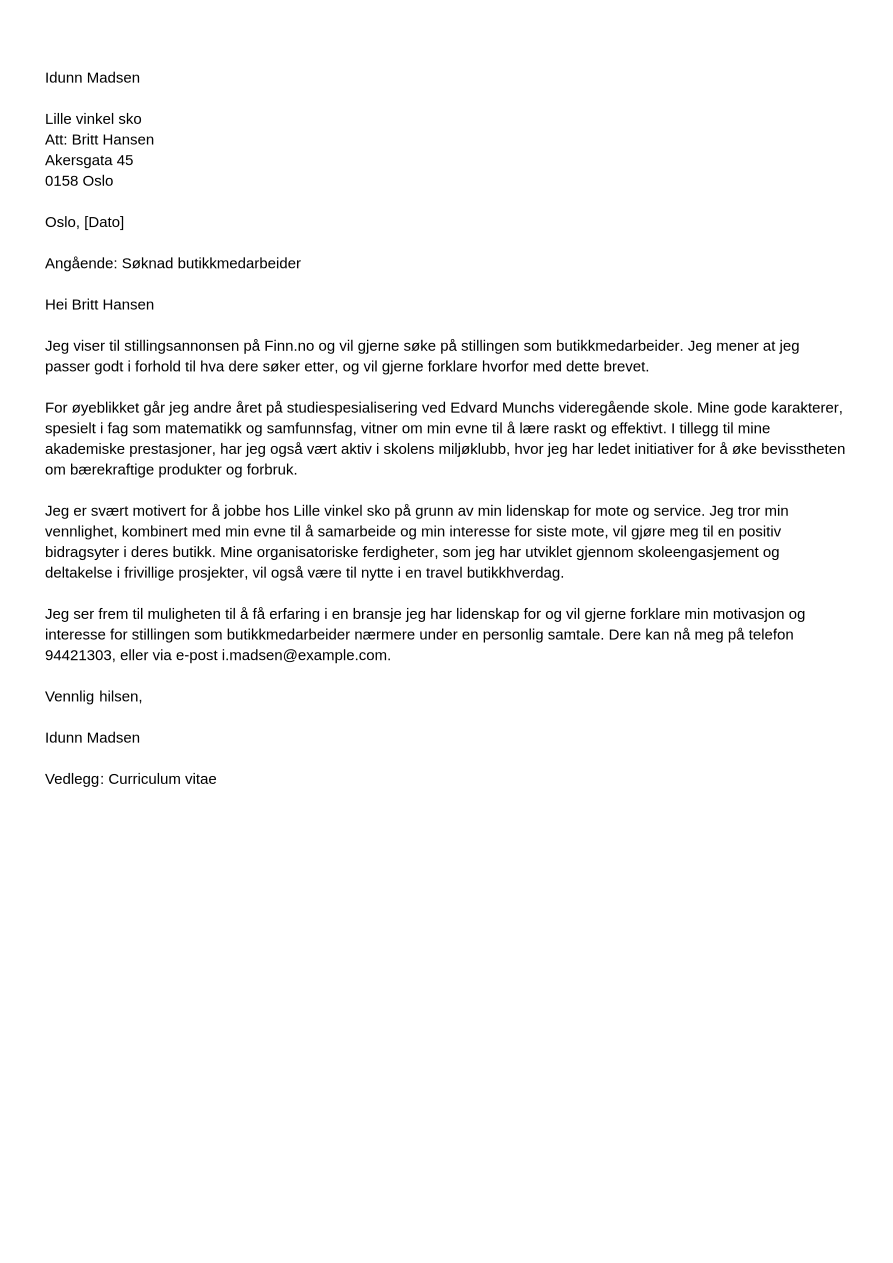 Videreg ende Elev Jobbs knad Eksempel Jobseeker videreg-ende-elev-jobbs-knad-eksempel-jobseeker