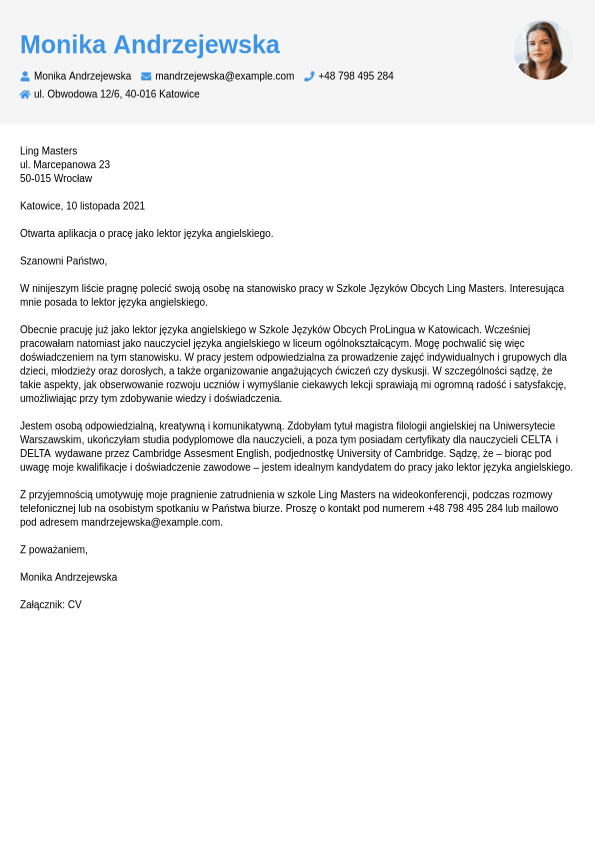 Przykładowy list motywacyjny dla nauczyciela | Jobseeker