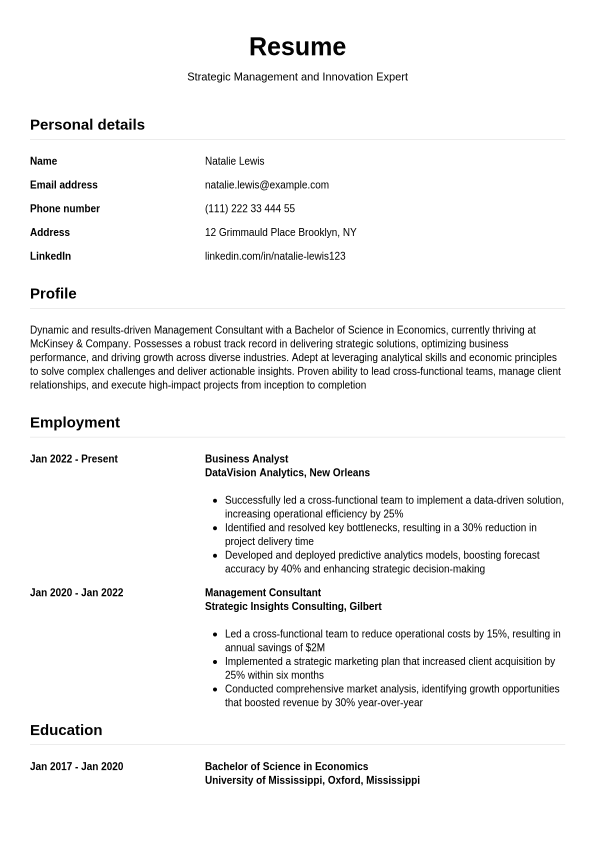 McKinsey Resume Example Jobseeker - Mckinsey Resume Example Simple.1740737283654 