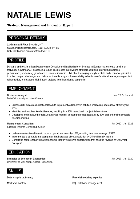 McKinsey Resume Example Jobseeker - Mckinsey Resume Example Metro.1740737283654 