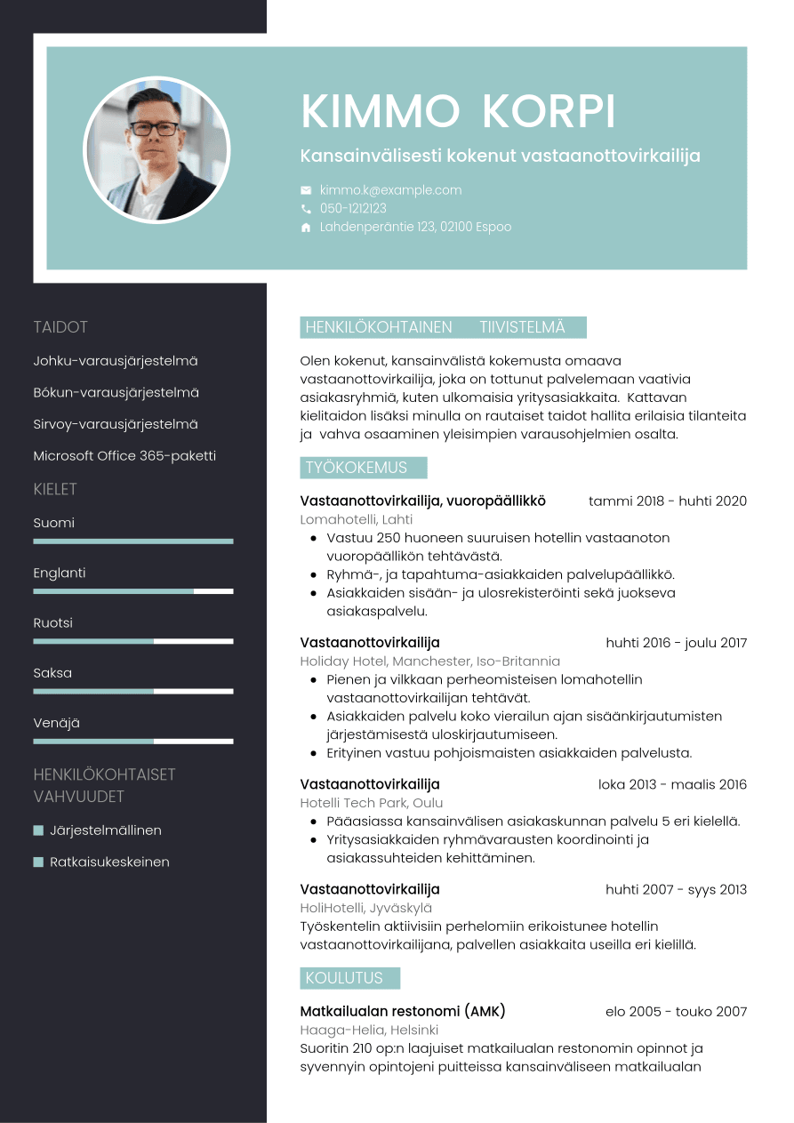 Esimerkki CV Vastaanottovirkailija Jobseeker Esimerkki CV Vastaanottovirkailija Jobseeker