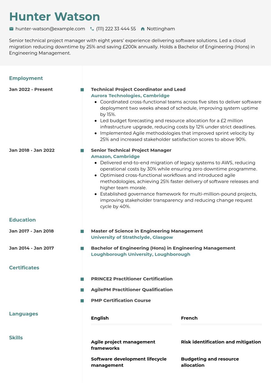 Technical Project Manager CV Writing Guide & Tips | Jobseeker