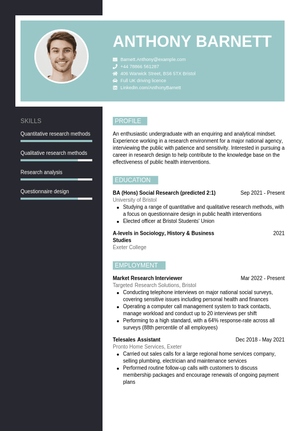 University Student CV example | Jobseeker
