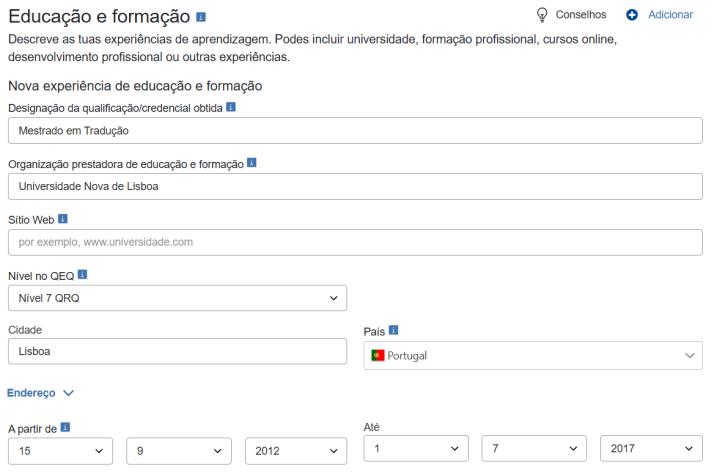 Educação e formação