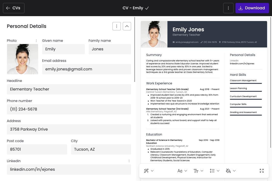 Create resume