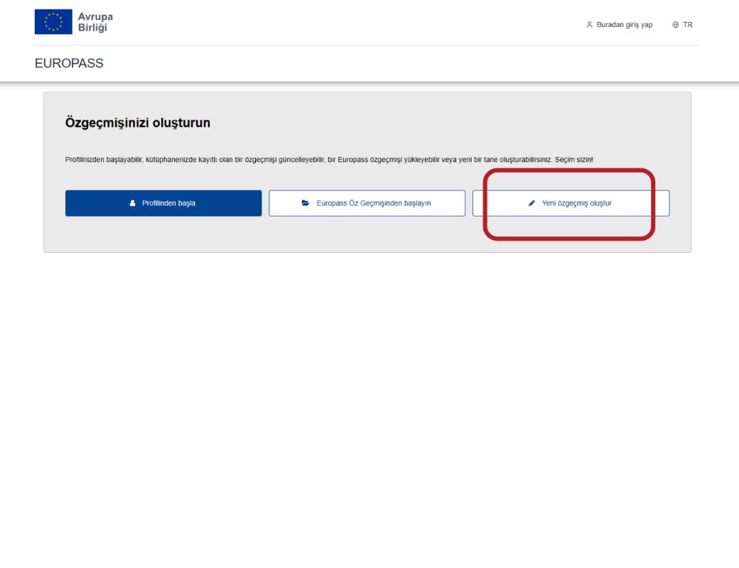 Europass CV oluşturma süreci adım 4