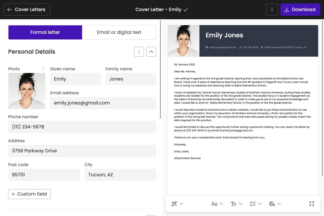 Compose cover letters