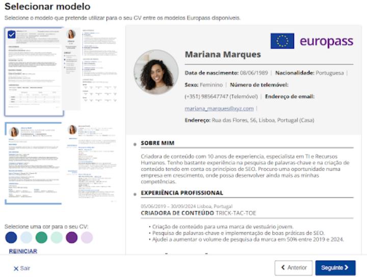 9. Selecione o modelo