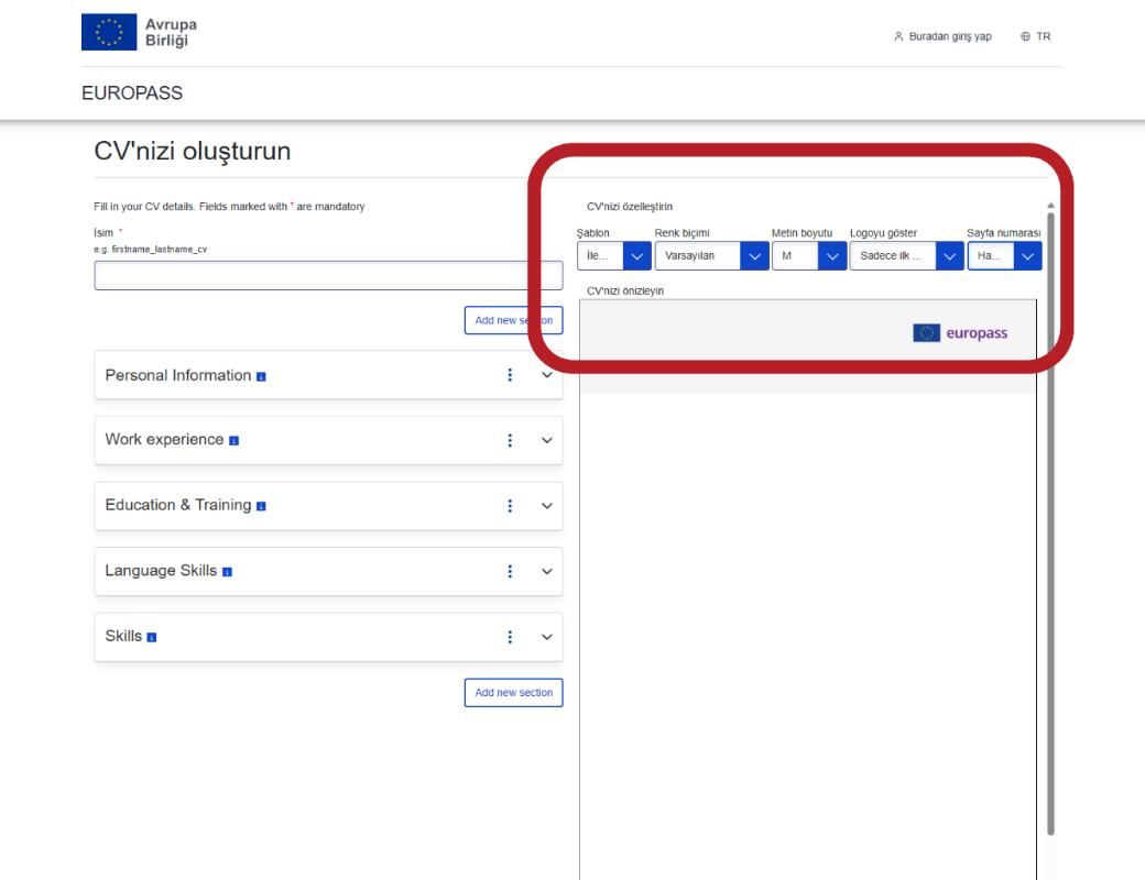 Europass CV oluşturma süreci adım 7