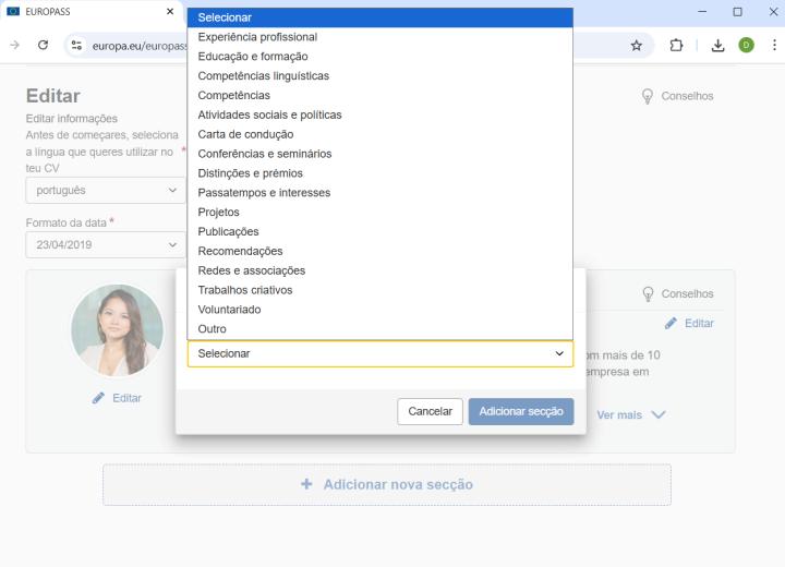 Outras seções