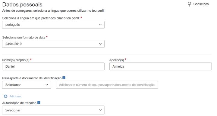 Dados pessoais