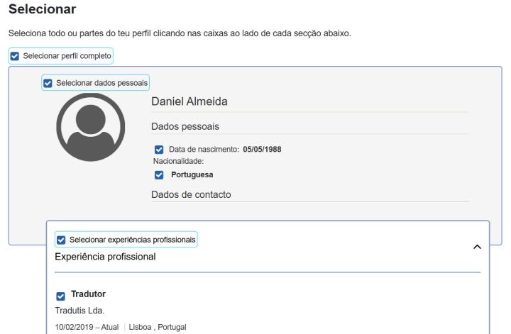 Escolher as informações