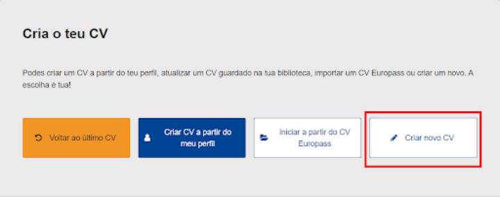 2. Crie um novo CV