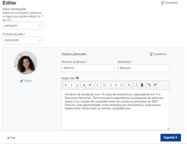 3. Insira as suas informações pessoais