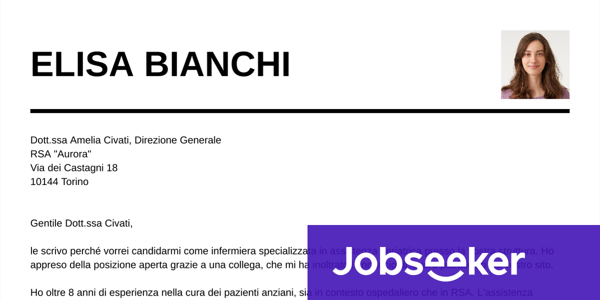 Esempio di lettera di presentazione per Infermiere | Jobseeker