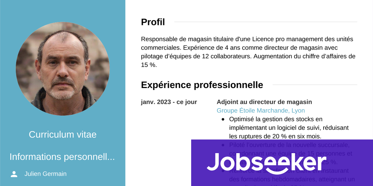 CV de responsable de magasin : exemple et conseils | Jobseeker