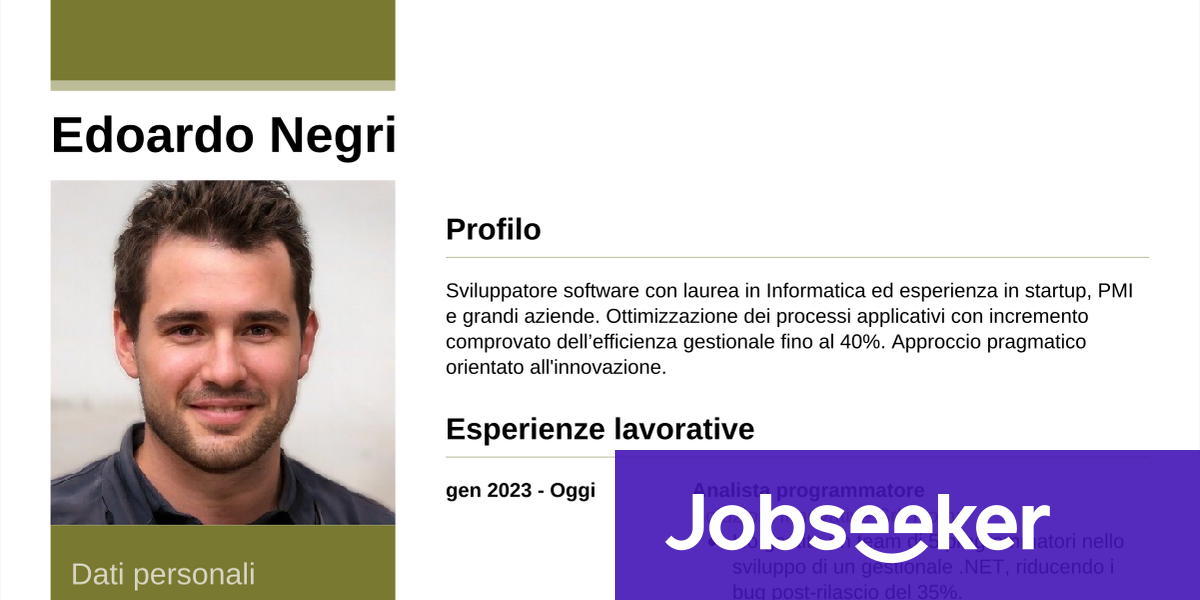 Curriculum da developer esempio e consigli | Jobseeker